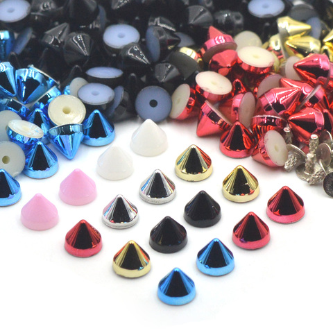 KALASO 100Sets Multi Color  Acrylic Cone Punk Studs Rivets Spikes for Shoes Bag Garment Decoration Diy Craft Accessories 6.5x5mm ► Photo 1/6