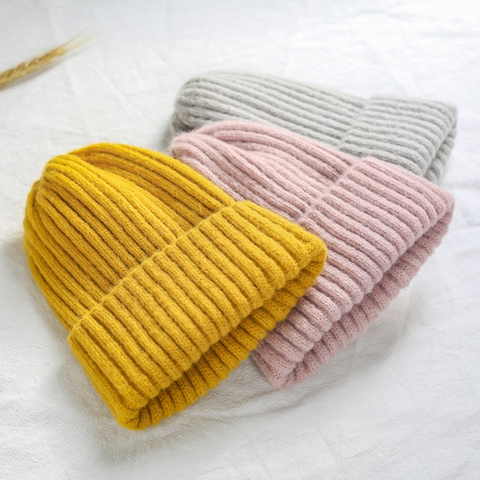 Womens Beanie Hat Autumn Women Wool Knit Beanie Hat Cuff Beanie Watch Cap for Girls Spring Skull Hats for Female ► Photo 1/6