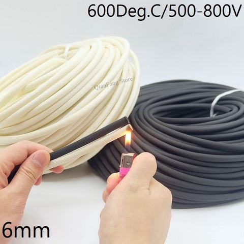 Dia 6mm Fiberglass Tube HTG Cable Sleeve Soft Chemical Fiber Glass Wire Wrap Protector Insulation High Temperature Pipe 600Deg ► Photo 1/6