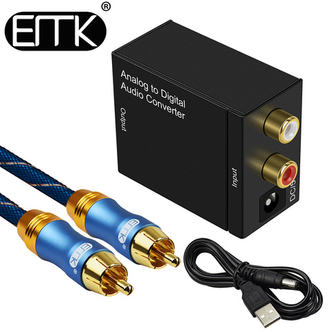 Analog to Digital Audio Converter RCA to Optical with Optical Cable Audio  Digital Toslink and Coaxial Audio Adapter 