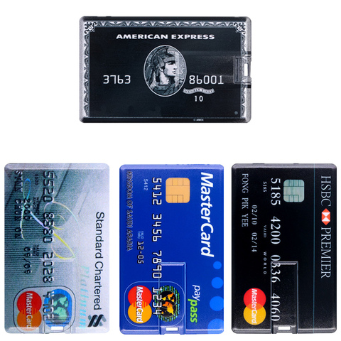 Pendrive Waterproof Super Slim Credit Card USB Flash Drive Pen Drive 4G 8G 16G 32GB 64G 128GB 256GB Bank Card Model Memory Stick ► Photo 1/6