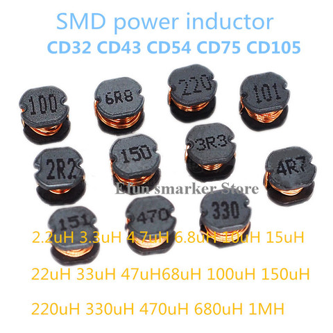 20PCS SMD Power Inductors CD32 CD43 CD54 CD75 CD105 2.2uH 3.3uH 4.7uH 6.8uH 10uH 100uH 150UH 220UH 330UH 470UH 680UH 1000UH ► Photo 1/4