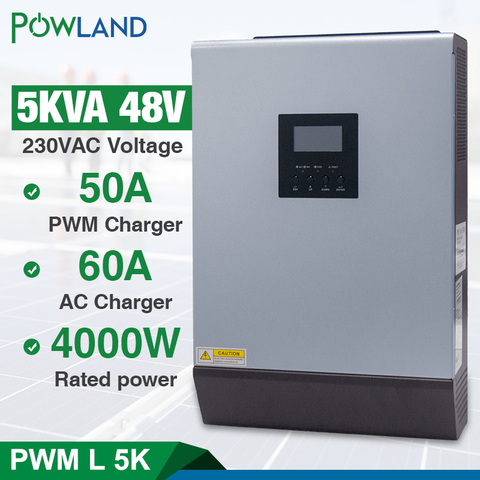 5KVA Solar Hybrid Inverter Pure Sine Wave 220VAC Output Built-in PWM 48V 50A Solar Charge Controller with 60A AC Charger ► Photo 1/6