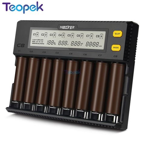 MiBoxer C8 18650 Battery Charger LCD Display 1.5A for Li-ion LiFePO4 Ni-MH Ni-Cd AA 21700 20700 26650 18350 17670 RCR123 18700 ► Photo 1/6