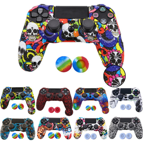 Anti-slip Silicone Rubber Cover Skin Case for Sony PlayStation 4 PS4 Pro Slim Controller with 2 Joystick Caps ► Photo 1/6