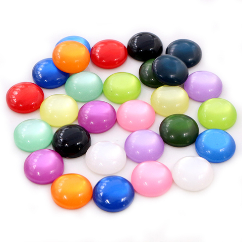 New Fashion 40pcs 12mm Mix Colors Cat's eye Series Flat back Resin Cabochons Jewelry Accessories Wholesale Supplies ► Photo 1/6