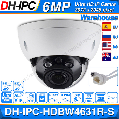 Dahua IPC-HDBW4631R-S 6MP POE IP Camera Support 30M IR IK10 IP67 POE H.265 SD Card Slot WDR Upgrade From IPC-HDBW4431R-S ► Photo 1/6