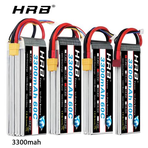 HRB Lipo Battery 3S 4S 6S 3300mAh 7.4V 11.1V 14.8V 18.5V 22.2V  60C 120C with EC5 XT60 connector For FPV Quadcopter Helicopter ► Photo 1/6