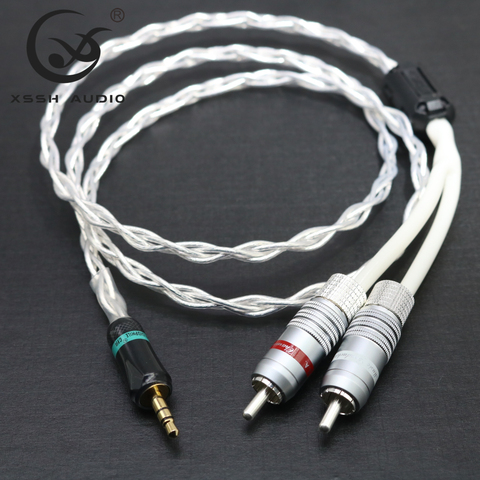 2 RCA to 3.5mm stereo plug Hi-end HIFI OFC pure copper Headphone Earphone Extension Audio Wire Cord Aux Cable Cables ► Photo 1/6