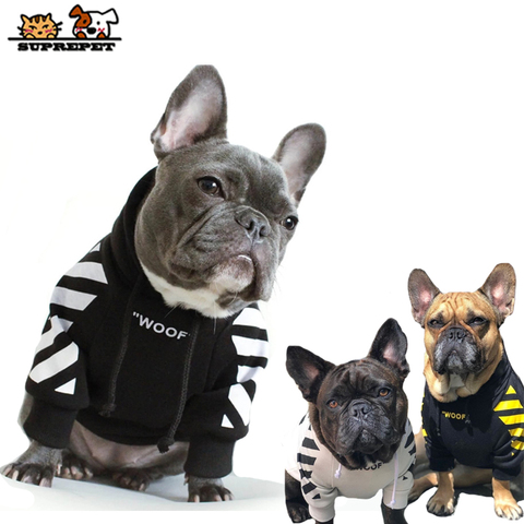 SUPREPET Pet Dog Clothes for French Bulldog Adidog Stripe Pattern Dog Hoodie Pet Dog Clothes Dog Jacket for French Bulldog ► Photo 1/6