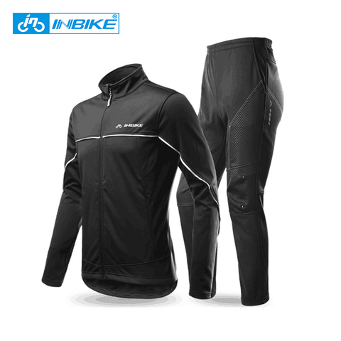 INBIKE Winter Men's Cycling Jacket Pants Set Fleece Warm Thermal Windbreaker Shell Coat Windproof Clothing Climbing  Bike Suit ► Photo 1/6