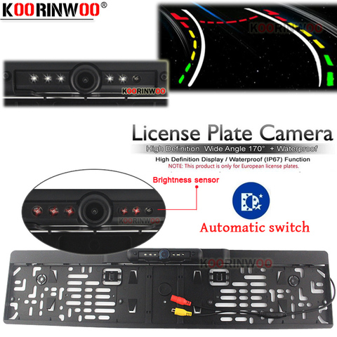 Koorinwoo Car License Plate Frame Intelligent Dynamic Trajectory Tracks Rear View Camera HD Auto Reverse Backup Park Assistance ► Photo 1/6