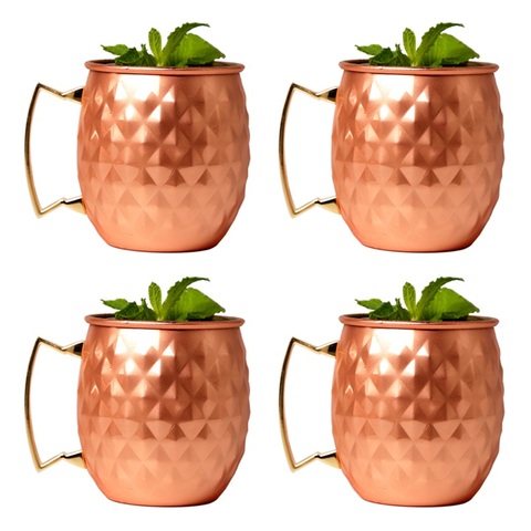 4 Piece 550ml Moscow Mule Copper Mugs Metal Mug Cup Stainless Steel Beer Wine Coffee Cup Bar Tools ► Photo 1/6