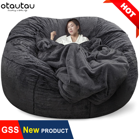 Dropshipping 200cm dia Giant Bean Bag Sofa Bed Big Fluffy Fur Beanbag Bed Case Lazy Sofa Recliner Pouf Floor Seat Couch Futon ► Photo 1/6