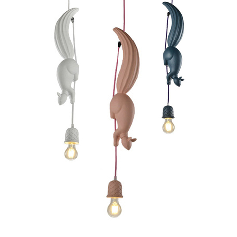 Nordic Resin Squirrel Led Pendant Lights Modern Industrial Hanging Animal Lamp for Children's Room Kitchen Loft Decor Fixtures ► Photo 1/6