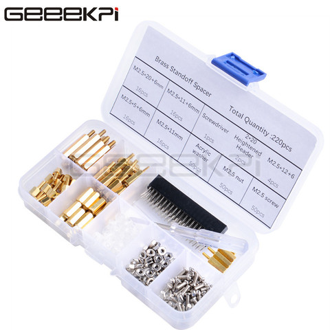 GeeekPi New Screws Kit 220pcs Waterproof M2.5 Hex Male-Female Standoff Screws Box Nut Kit Assortment Set for Raspberry Pi Spacer ► Photo 1/5