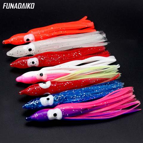 Funadaiko Luminous Squid Skirts Soft Lure pesca 50mm/75mm/100mm silicone bait Octopus Glow Rubber Artificial Bait squid jig ► Photo 1/6