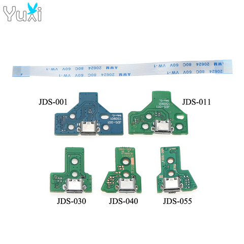 YuXi For PS4 Pro Slim Controller Charging Socket Port Circuit Board JDS 001 011 030 040 055 with 12 14 Pin Power Flex Cable ► Photo 1/6