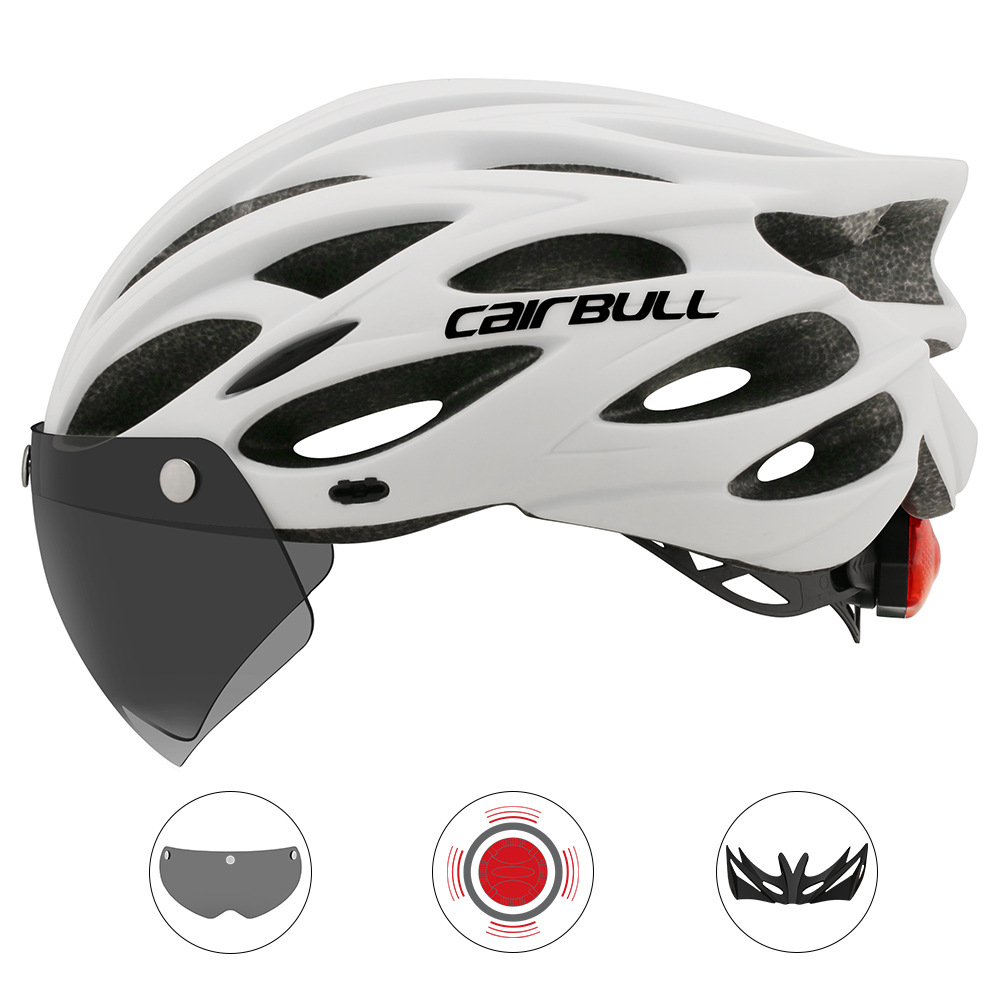 Adult Cycling Helmet Mountain Road Bike Bicycle Helmet w/ Visor Brim Taillight 
