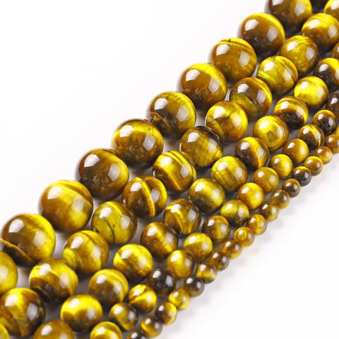 4/6/8/10/12/14mm Natural Yellow Tiger Eye Beads Round Loose Stone Beads for DIY Necklace Bracelet Jewelry Making Pick Size ► Photo 1/6