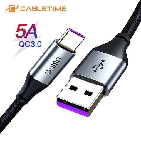 CABLETIME 5A USB Type C Cable QC3.0 Supercharge Cable for Huawei Mate 30pro p30 Quick Charging Fast USB C Charger Cable for C199 ► Photo 1/6