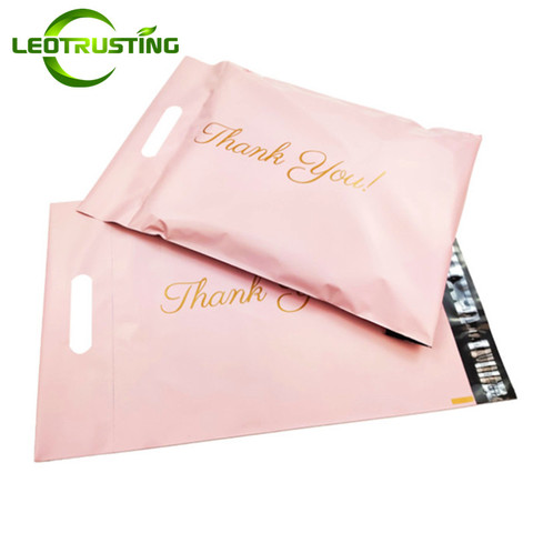 Pink/White Thank you Portable Poly Mailer Adhesive Envelopes Bags Courier Hair Bundles Jewelry Christmas Gifts Boxes Pack Bags ► Photo 1/6