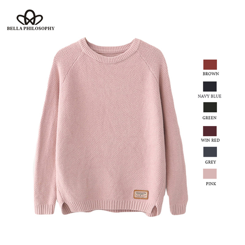 Bella Philosophy Feminina Autumn Winter Harajuku Women Sweater women Pullovers CasualSplit Korean Knitwear plus size jumper ► Photo 1/6