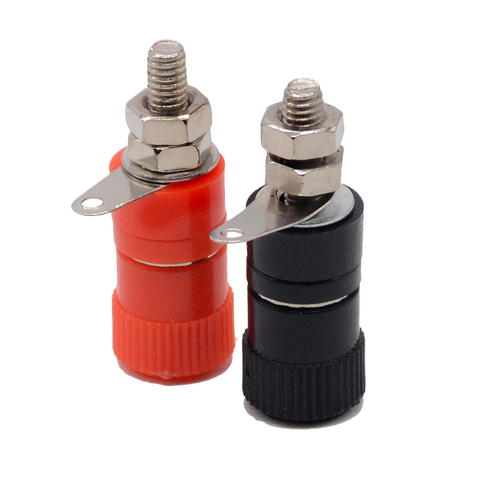 1PCS 4mm Banana Socket Nickel Plated Binding Post Nut Banana Plug Jack Connector Red Black ► Photo 1/6