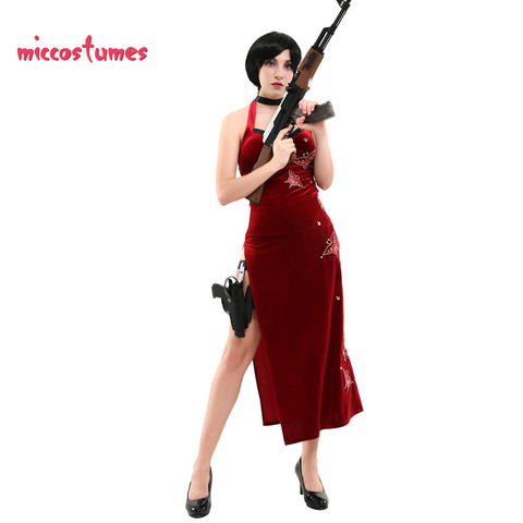 Ada Wong Cosplay Costume Embroidered Cheongsam Style Red Dress Women Halloween Cosplay Outfit ► Photo 1/6