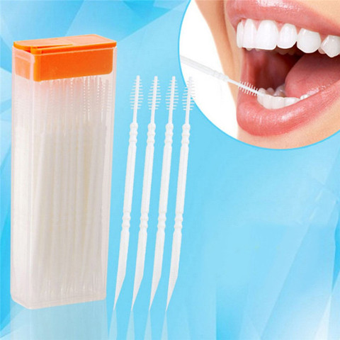 50 PCS Portable Double Head Brush Tooth Picks Plastic Interdental Toothpick Brush  home Hotel Dental Picks Oral Care ► Photo 1/6