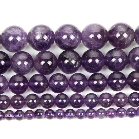 Natural Stone Amethysts Agates Charm Round Loose Beads For Needlework Beads For Jewelry Making Diy Strand 4/6/8/10/12 MM ► Photo 1/5