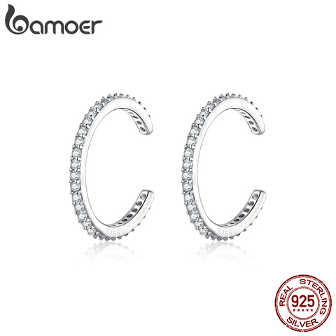 bamoer 925 Sterling Silver Ear Cuff For Women Without Piercing Earrings Jewelry Earcuff Real Silver Fashion Jewelry SCE842 ► Photo 1/6