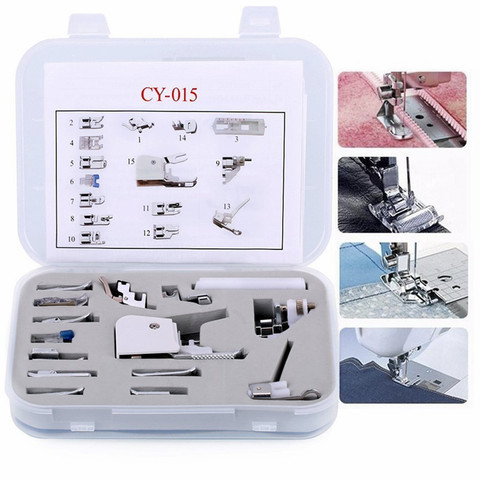 15Pcs/set Sewing Machine Presser foot sewing machines domestic for Janome Brother sewing machine accessories CY-015  AA7049 ► Photo 1/6