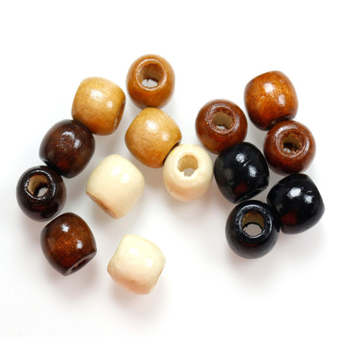 100pcs/lot 10x9 11x12mm Natural Big Hole Wood Beads White Black Brown Color Oval Wooded Spacer Bead for DIY Jewelry Making Craft ► Photo 1/6