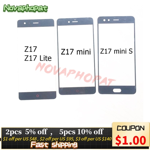 Novaphopat Front Touch LCD Panel Lens For ZTE Nubia Z17 lite nx591J / Nubia Z17 NX563J Digitizer Outer Glass Sensor Screen Lens ► Photo 1/2