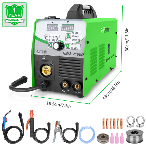 MIG Welder 185A Gas and Gasless MIG/Stick/Lift TIG Welder 4 in 1 Flux Core /Solid Wire MIG Inverter Welding Machine ► Photo 1/6