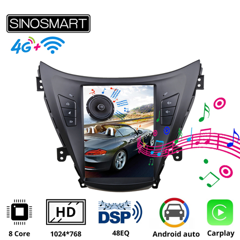 Sinosmart Tesla Style Car GPS Radio Navigation Player for Hyundai Elantra 2012 I35 Avante MD 2011-2013 ► Photo 1/3