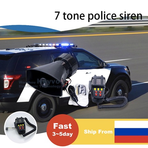 12V Polic Siren Emergency Fire Car Horn 7-Sound Loud Car Warning Alarm With Mic PA  Speaker System Amplifier Hooter Megaphone ► Photo 1/6
