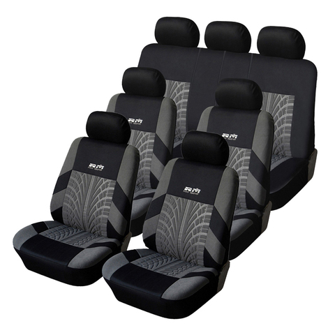7PCS Track Detail Style Car Seat Covers Set Polyester Fabric Universal Fits Most Cars Covers Car Seat Protector ► Photo 1/6
