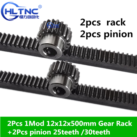 2Pcs 1Mod 1 Modulus 12x12x500mm High Precision Gear Rack steel +2Pcs 1M 25teeth 30tooth pinion cnc rack mod 1 rack ► Photo 1/2