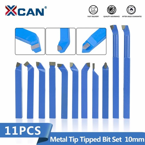 XCAN Carbide Lathe Tool Bit 11pcs 10mm Shank Mini Metal  Carbide Tip Tipped Lathe Cutter Welding Turning Tool Holder ► Photo 1/6