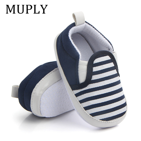 2022 Fashion Blue Striped Baby Boy Shoes Lovely Infant First Walkers Good Soft Sole Toddler Baby Shoes Hot Sale ► Photo 1/6
