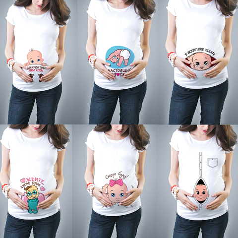 Buy Online New Cute Pregnant Maternity Clothes Casual Pregnancy T Shirtsbaby Print Funny Pregnant Women Summer Tees Pregnant Tops Alitools