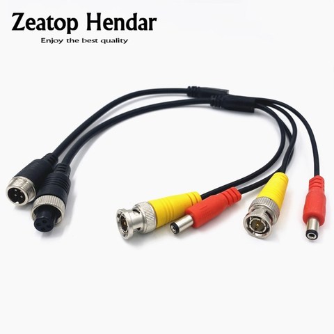 1Pcs M12 4Pin Aviation Male / Female Plug to BNC + DC Male Extension Cable Adapter for CCTV Camera Security DVR Microphone 35CM ► Photo 1/6