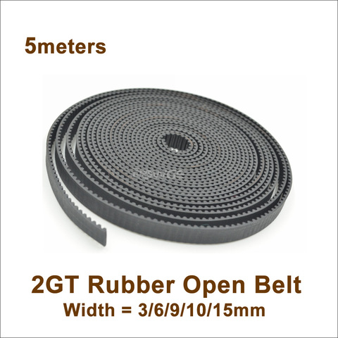 POWGE 5meters GT2 Timing Belt W=3/6/9/15mm Rubber 2GT Open Timing Belt GT2 Synchronous Pulley 3D Printer Accessory High Quanlity ► Photo 1/6