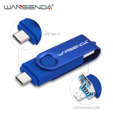 WANSENDA High Speed USB Flash Drive OTG 3 in 1 USB3.0 & Type-C & Micro USB Stick Pen Drive 512GB 256GB 128GB 64GB 32GB Pendrive ► Photo 1/6