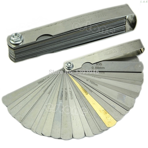 32 Blade Laser 2481 Feeler Gauge Tune Up Thickness Set IMP/METRIC + BRASS   M08 dropship ► Photo 1/1