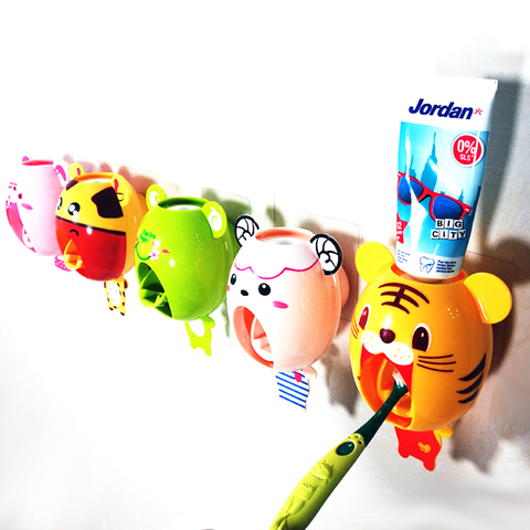 Practical Strong Suction Sucker Funny Cartoon Style Bathroom Household Toothbrush Holder Children Automatic Toothpaste Dispenser ► Photo 1/6