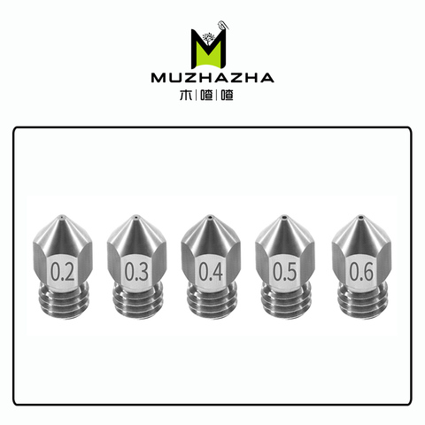 1PCS MK8 Nozzle 0.2 0.3 0.4 0.5 0.6mm M6 Threaded Stainless Steel for 1.75mm Filament for creality CR-10 ender-3 printer ► Photo 1/6