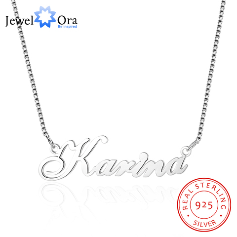JewelOra Custom 925 Sterling Silver Name Necklace Russian Personalized Nameplate Necklace Jewelry Gift for Women ► Photo 1/3